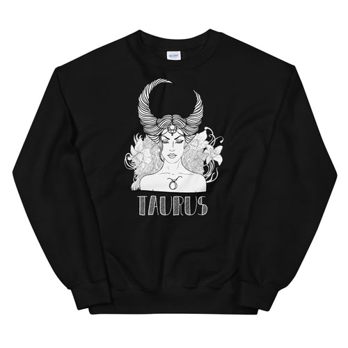 Taurus Sweatshirt | Black Crewneck Taurus Zodiac Sweatshirt