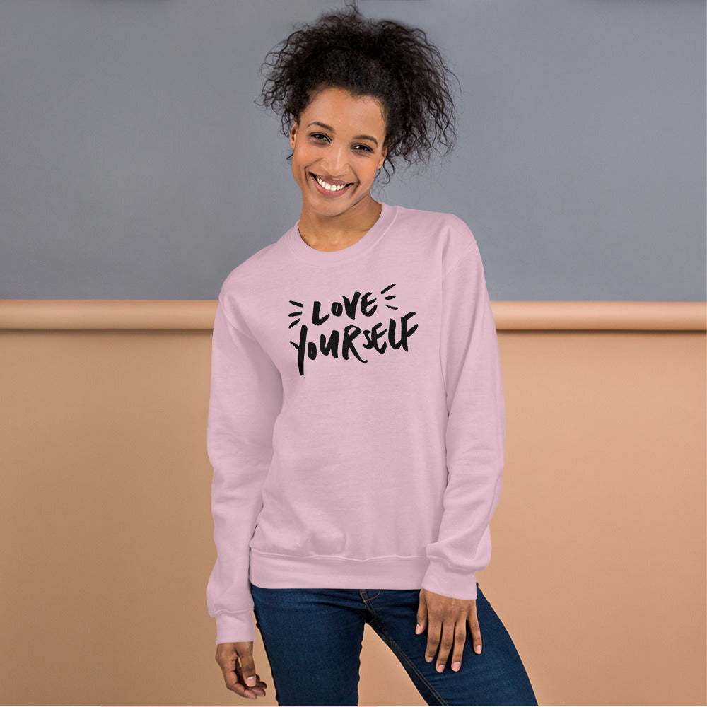 Pink Love Yourself Pullover Crewneck Sweatshirt for Women