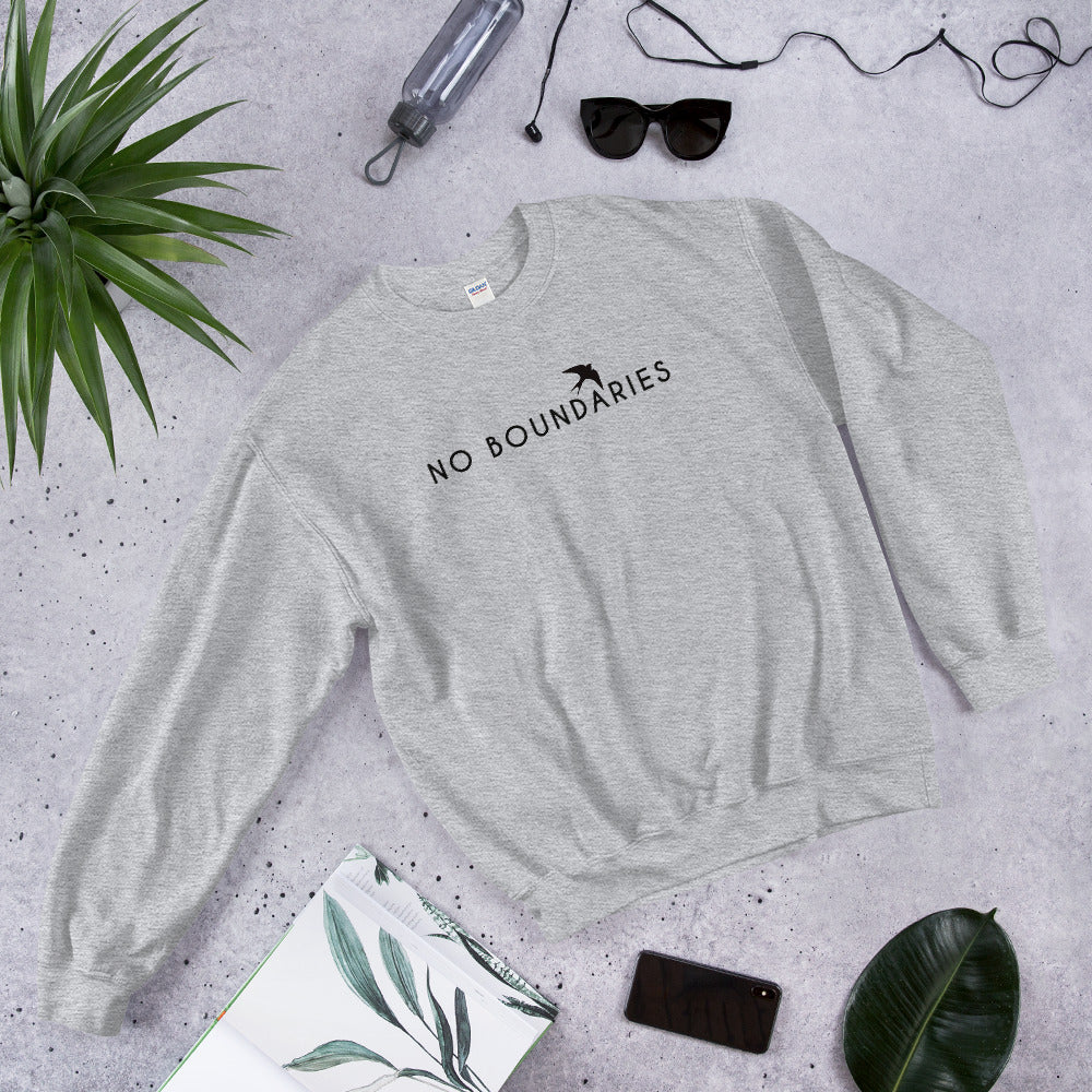 No Boundaries Sweatshirt | Grey Motivational Pullover CrewNeck Sweatshirt