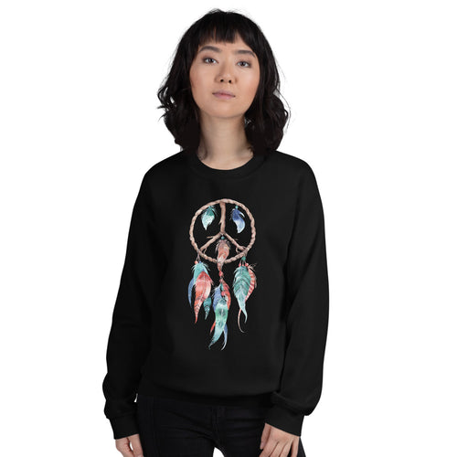Black Dreamcatcher Pullover Crewneck Sweatshirt for Women
