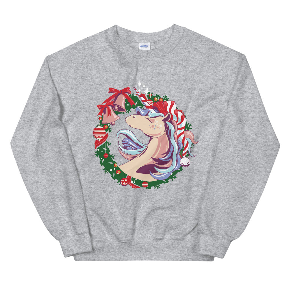 Santa Unicorn Christmas Crewneck Sweatshirt for Women