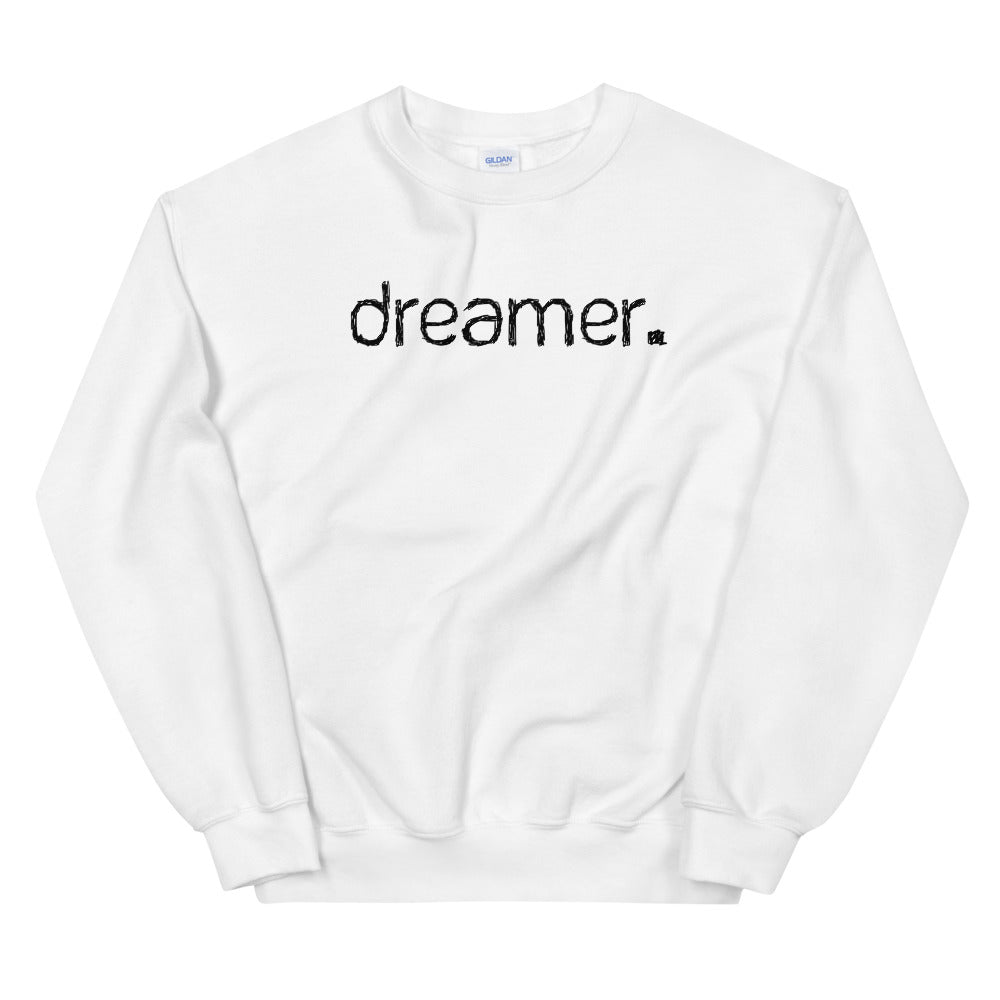 White One Word Dreamer Pullover Crewneck Sweatshirt