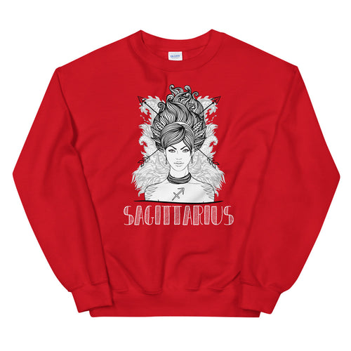 Red Sagittarius Zodiac Pullover Crewneck Sweatshirt for Women