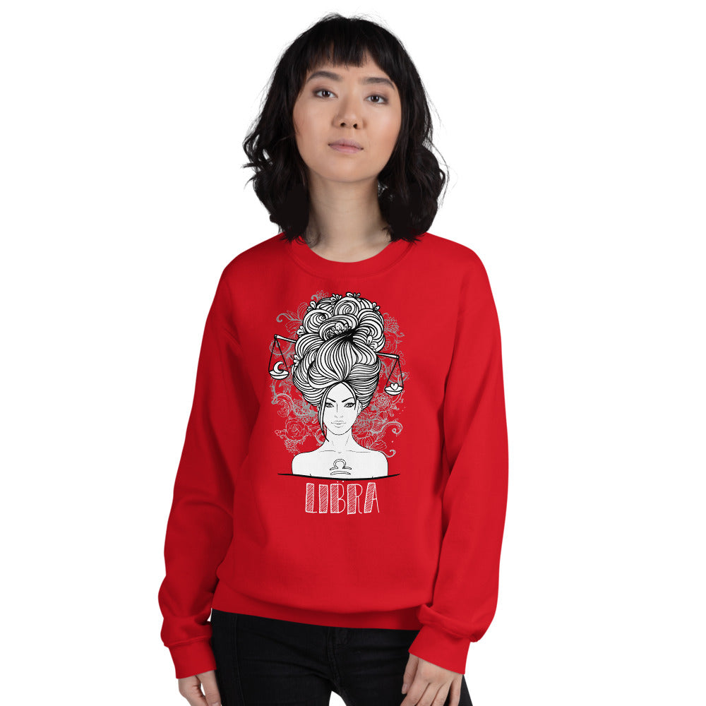 Red Libra Zodiac Pullover Crewneck Sweatshirt for Women