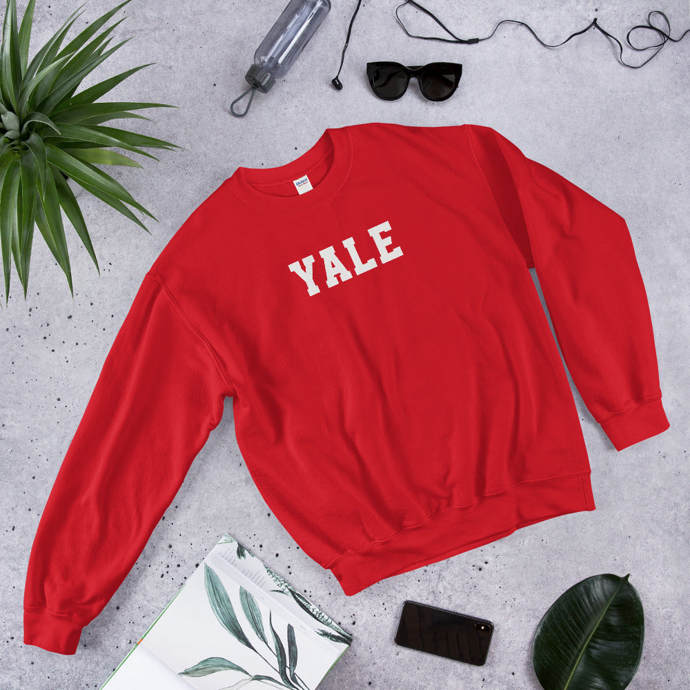 Red Yale Pullover Crewneck Sweatshirt for Women