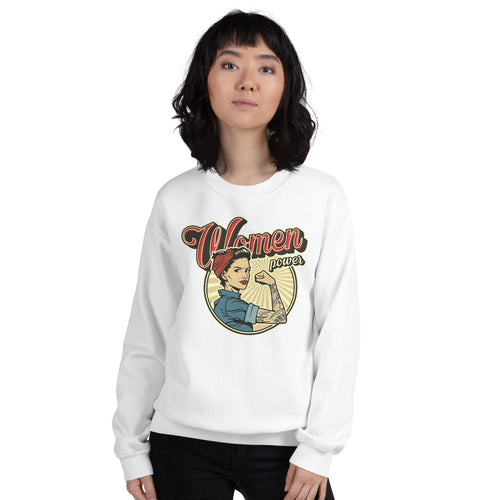 White Woman Power Vintage Pullover Crewneck Sweatshirt