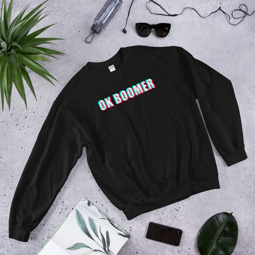Black Ok Boomer Pullover Crewneck Sweatshirt for Women