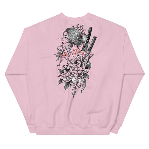 Japanese Woman Samurai Warrior Sweatshirt in Pink Color