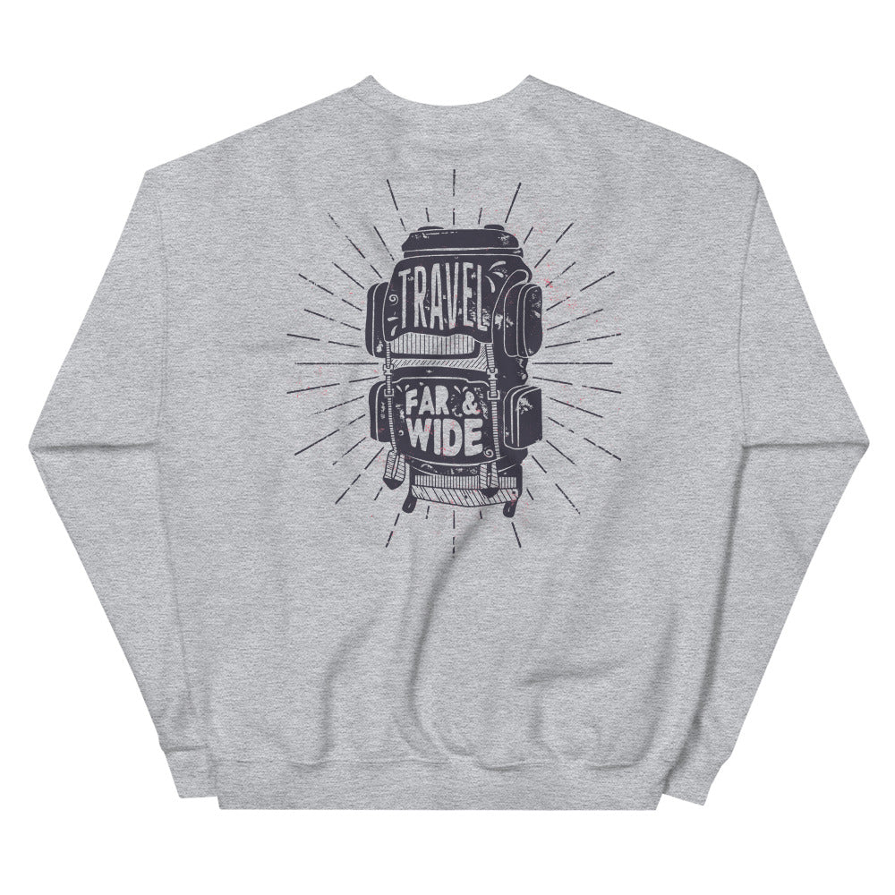 Travel Far and Wide Back Print Crewneck Sweatshirt