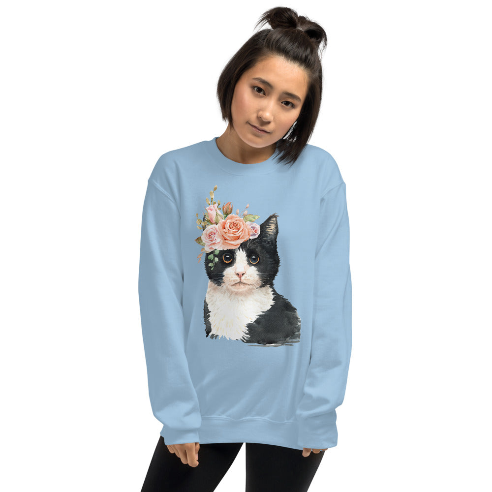 The Prophecy is True, Cat Flower Crown Pullover Crewneck Sweatshirt
