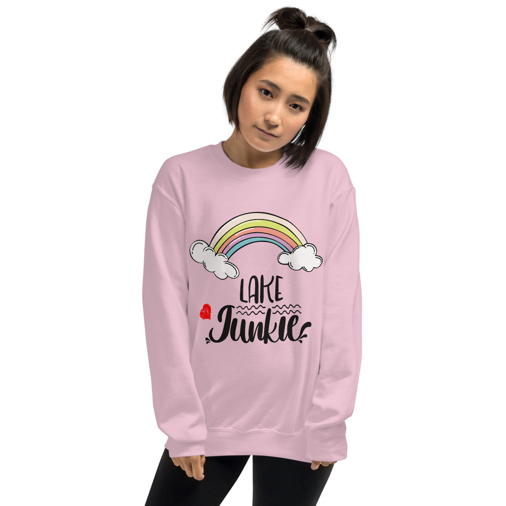 Lake Junkie Rainbow Crewneck Sweatshirt for Women