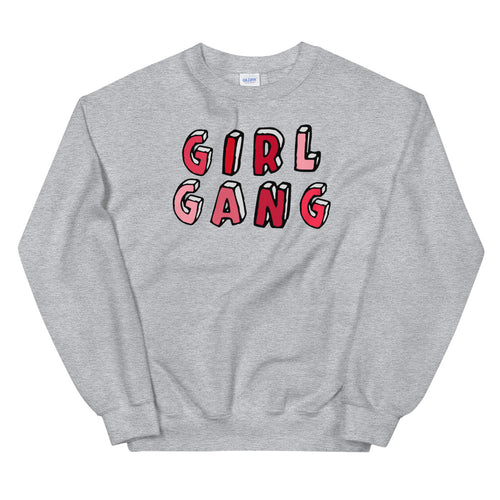 Grey Girl Gang Pullover Crewneck Sweatshirt for Women