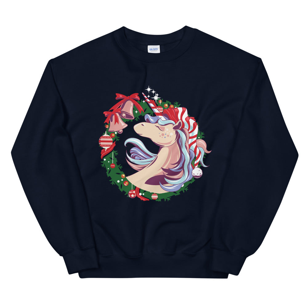 Santa Unicorn Christmas Crewneck Sweatshirt for Women