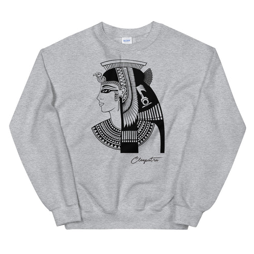 Cleopatra Sweatshirt | Grey Egyptian Goddess Cleopatra Pullover Crewneck