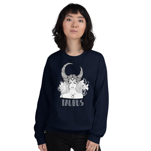Taurus Sweatshirt | Navy Crewneck Taurus Zodiac Sweatshirt