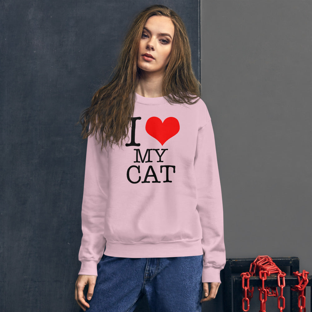 I Love My Cat Sweatshirt | Pink Pet Lover Sweatshirt for Women