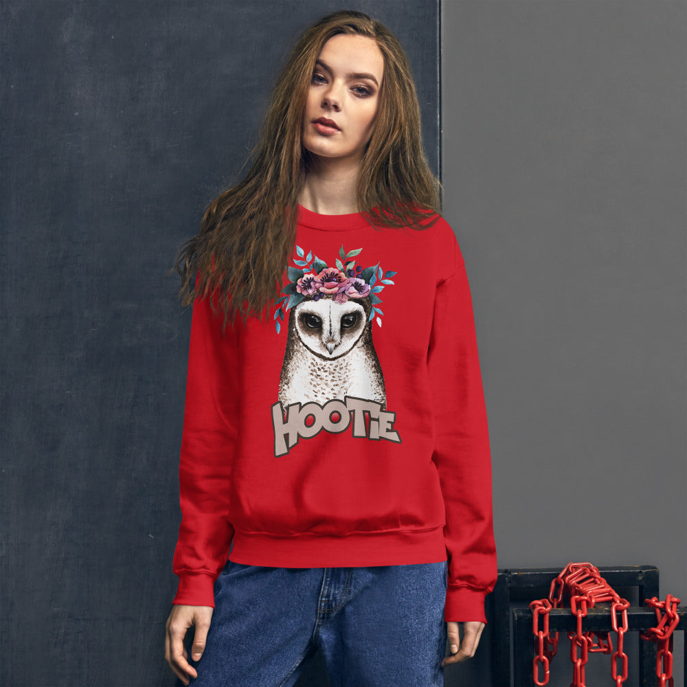 Hootie Sweatshirt | Red Owl Hootie Pullover Crewneck Sweatshirt for Women