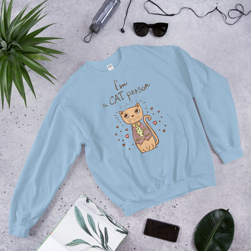 I am a Cat Person Sweatshirt, Personality Crewneck for Women