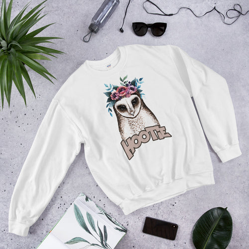 White Owl Hootie Pullover Crewneck Sweatshirt for Women