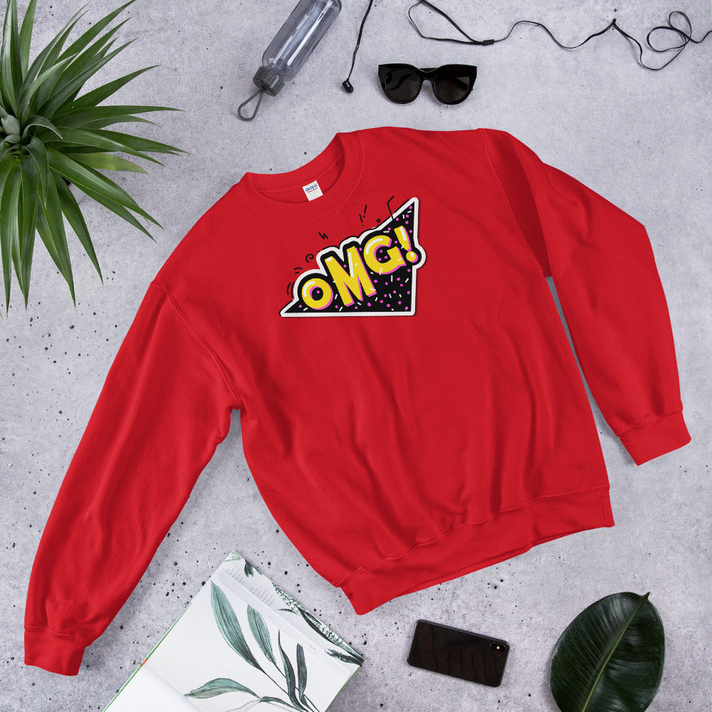OMG Sweatshirt | Red Oh My God Slang Pullover Crewneck for Women