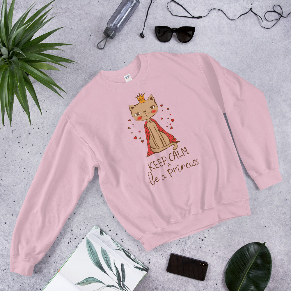 Keep Calm and Be a Princess Crewneck Sweatshirt for Women