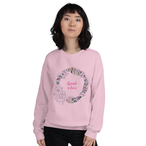 Good Vibes Sweatshirt | Pink Boho Vibes Sweatshirt for Women