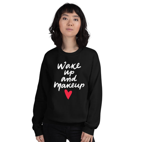 Wake Up and Makeup Sweatshirt in Black Color