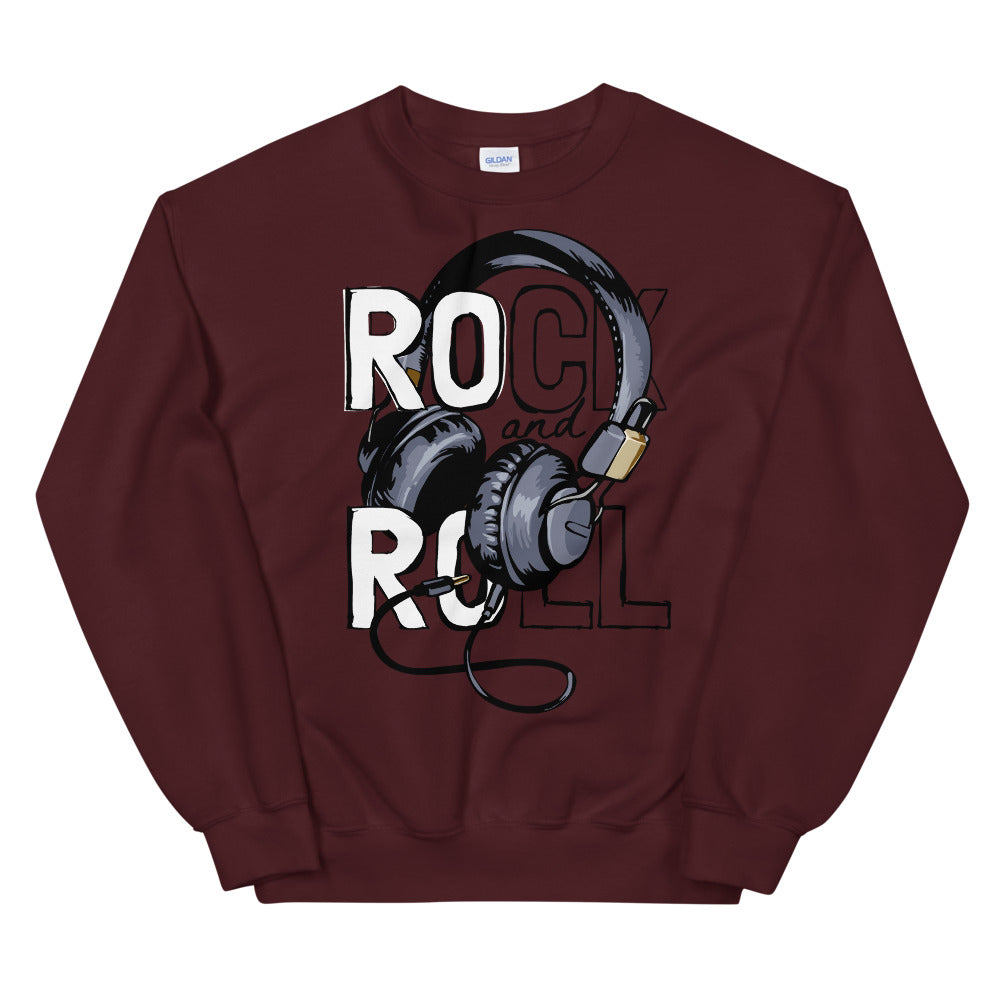 Rock and Roll Headphones Crewneck Sweatshirt for Women