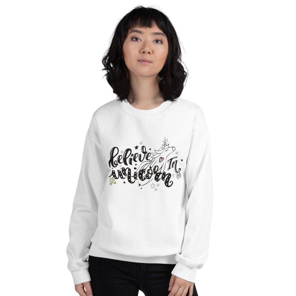 Believe in Unicorn Crewneck Sweatshirt for Women