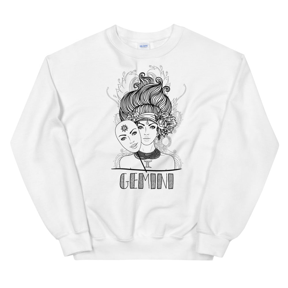 Gemini Sweatshirt | White Crewneck Gemini Zodiac Sweatshirt