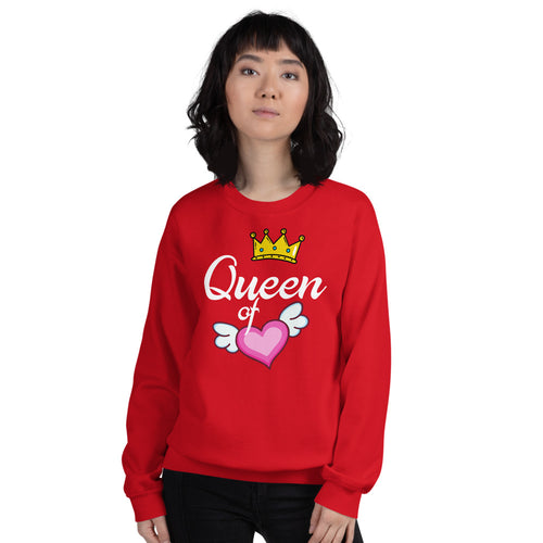 Queen of Heart Sweatshirt in Red Color for Women