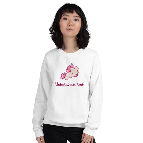 White Unicorns Are Real Pullover Crewneck Sweatshirt for Women