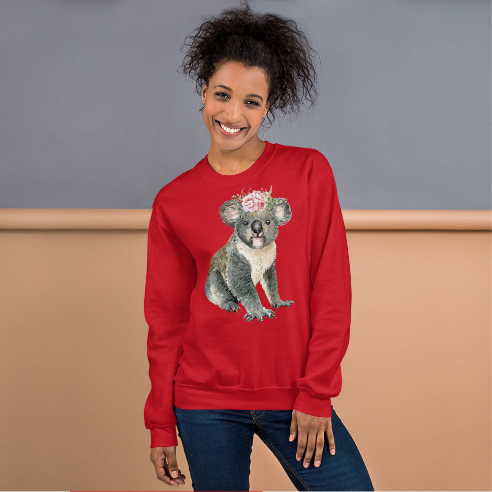 Cute Baby Koala Bear Sweatshirt in Red Color for Women
