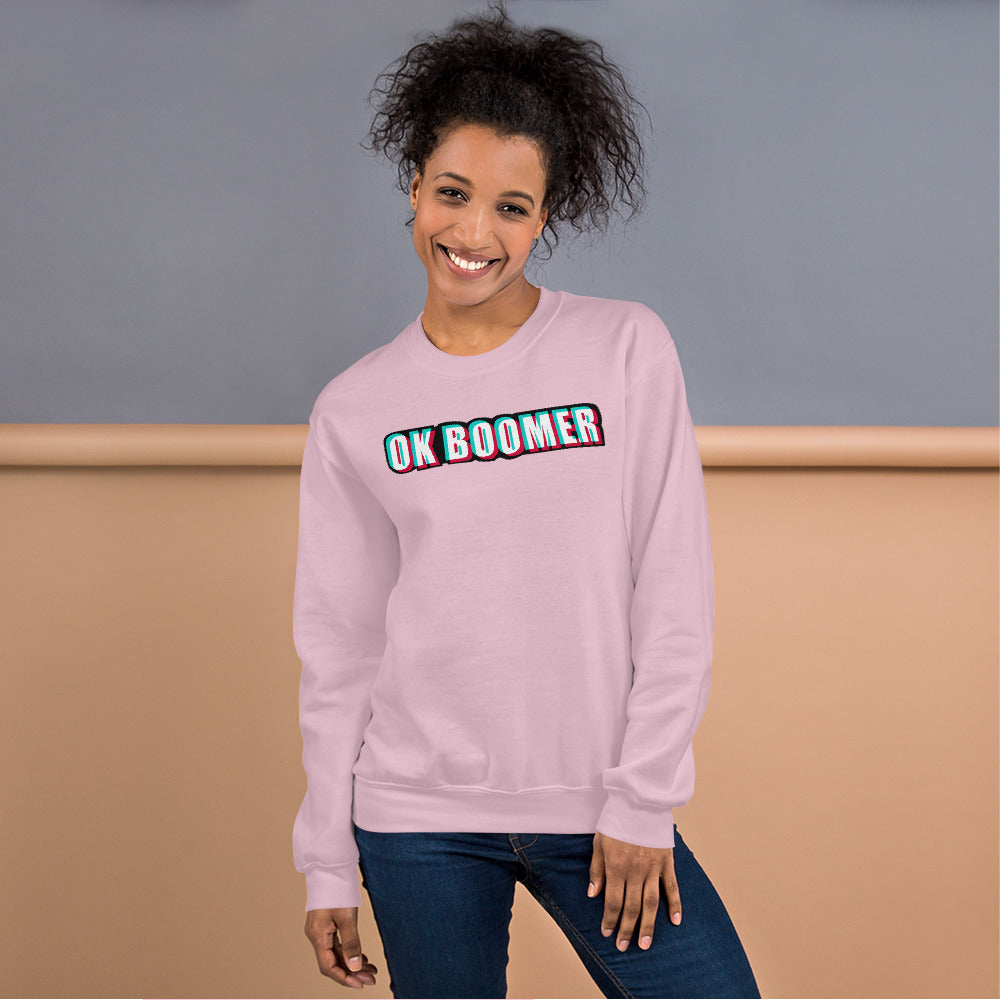 Pink Ok Boomer Pullover Crewneck Sweatshirt for Women
