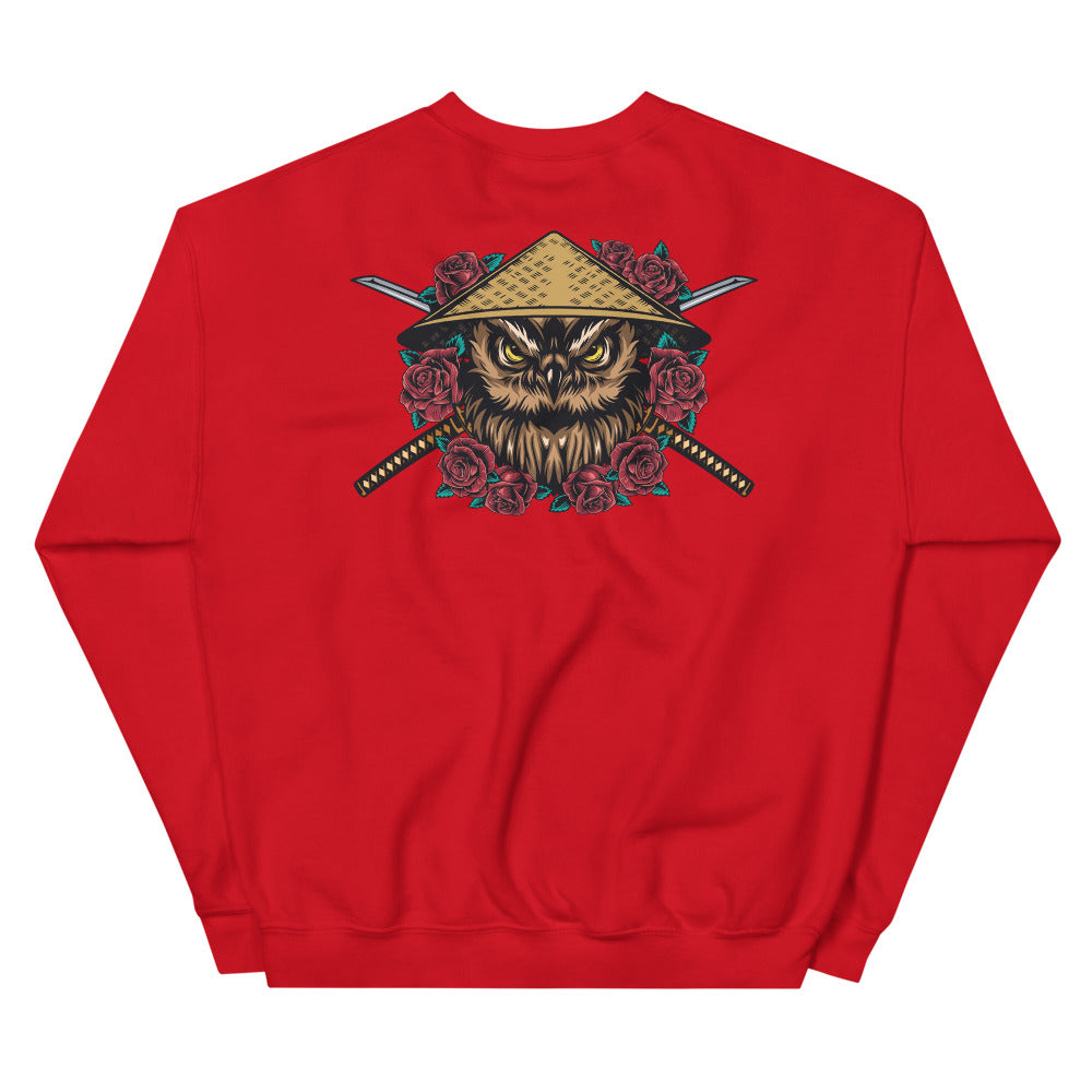 Samurai Owl Sweatshirt |  Back Print Japanese Style Owl Samurai