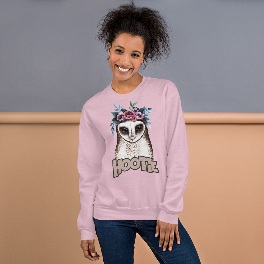 Pink Owl Hootie Pullover Crewneck Sweatshirt for Women