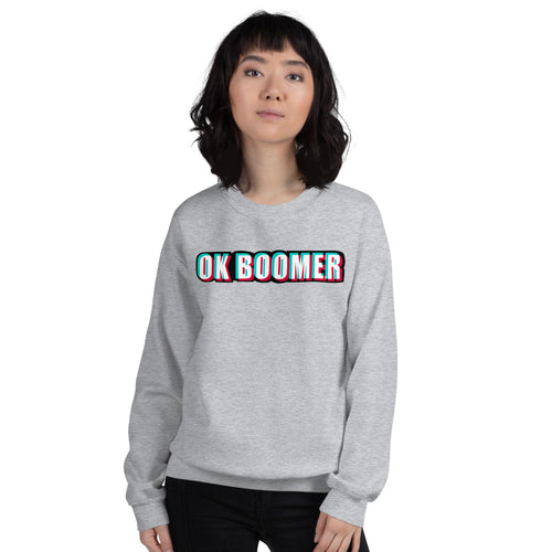 Grey Ok Boomer Pullover Crewneck Sweatshirt for Women