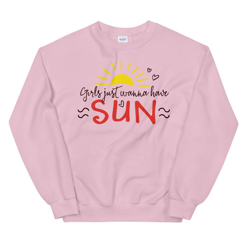 Girl Just Wanna Have Sun Sweatshirt for Women in Pink Color