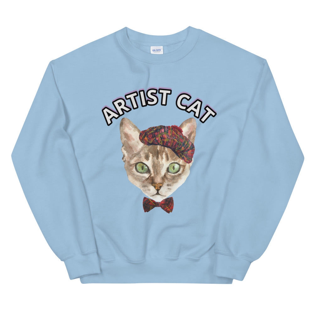 French Artist Cat Crewneck Unisex Sweatshirt for Women