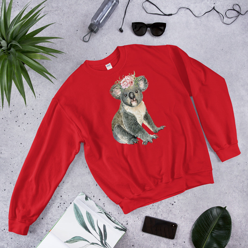 Cute Baby Koala Bear Sweatshirt in Red Color for Women