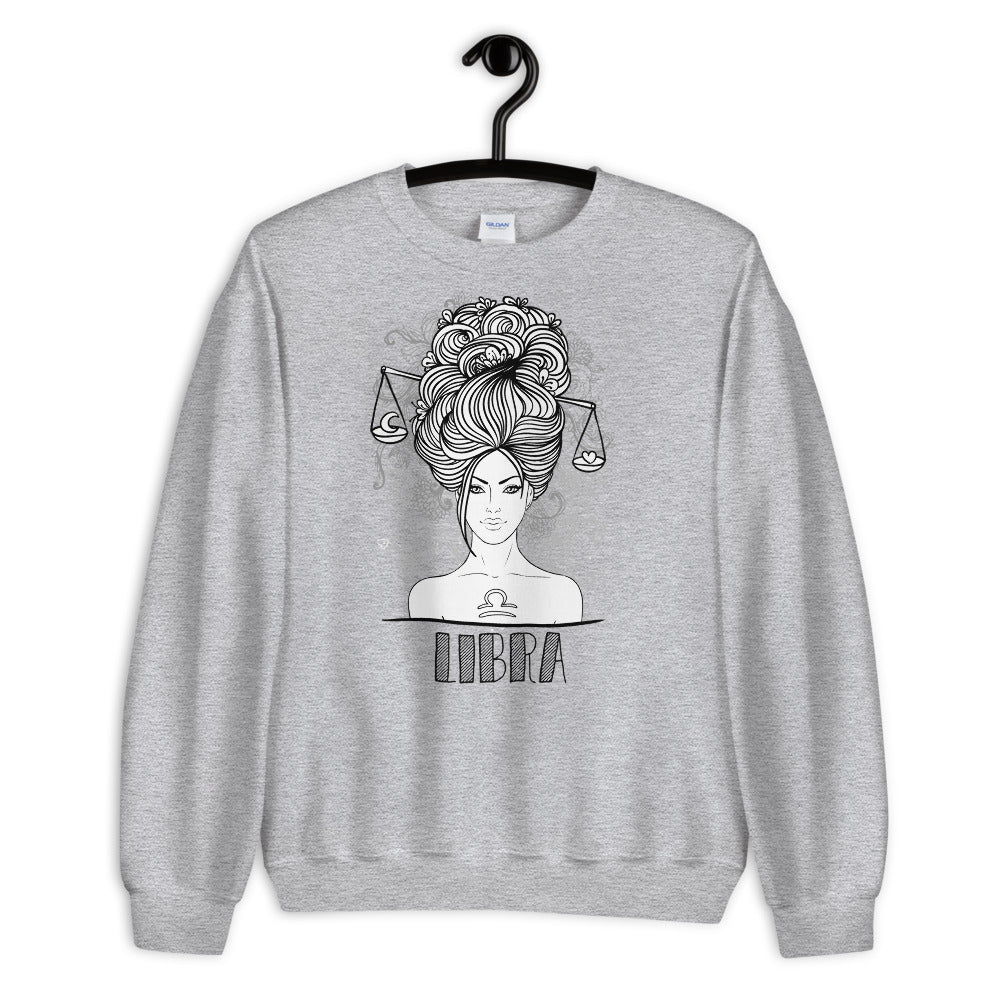 Grey Libra Zodiac Pullover Crewneck Sweatshirt for Women