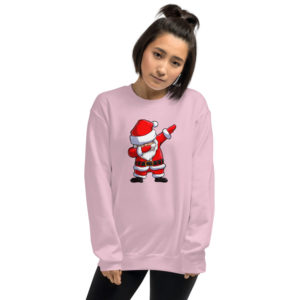 Pink Dab Santa Pullover Crewneck Sweatshirt for Women