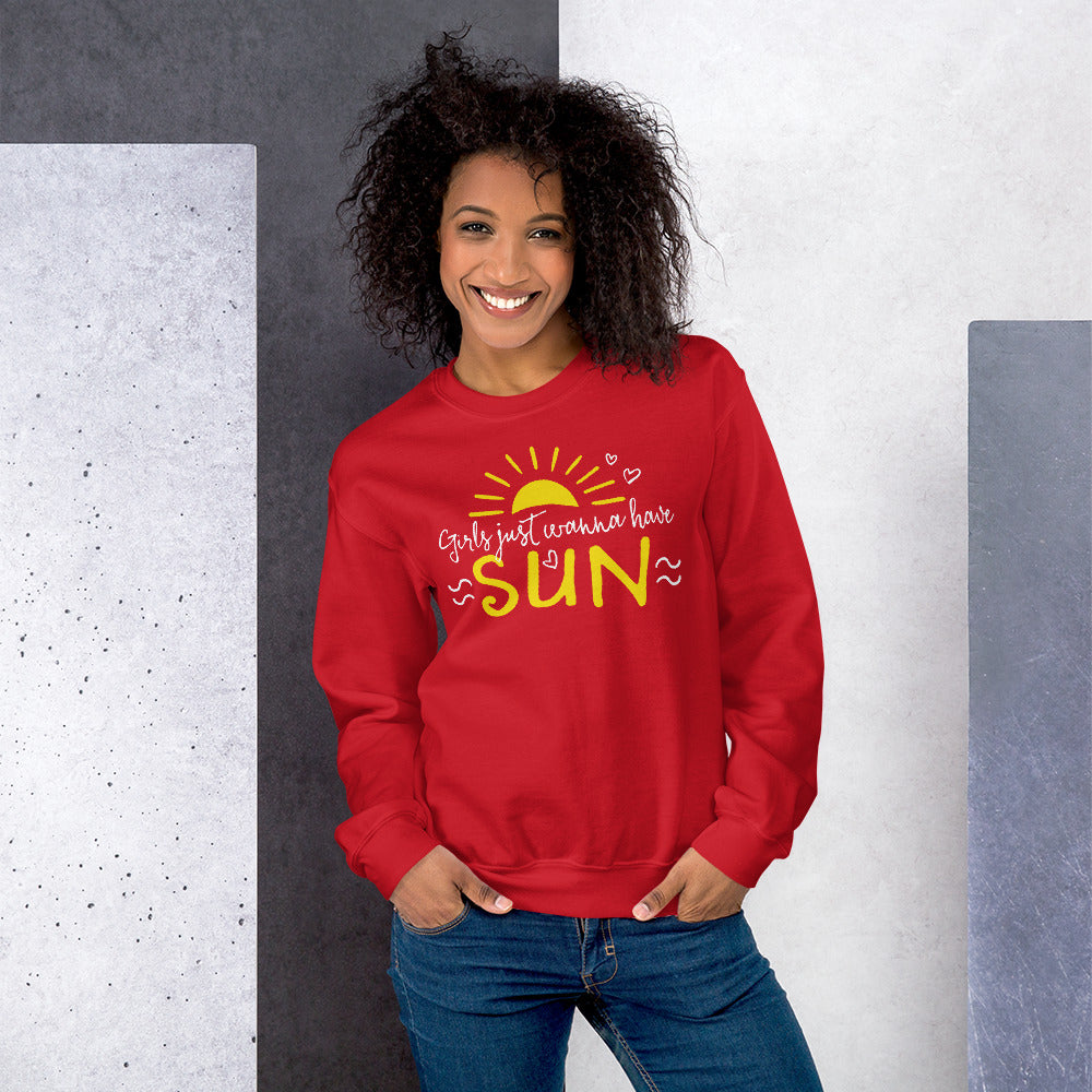 Girl Just Wanna Have Sun Sweatshirt for Women in Red Color