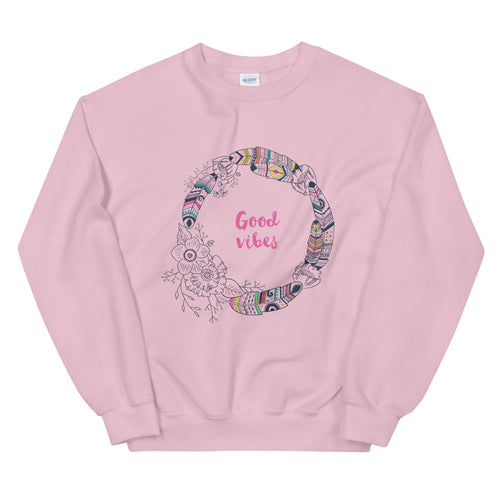 Good Vibes Sweatshirt | Pink Boho Vibes Sweatshirt for Women
