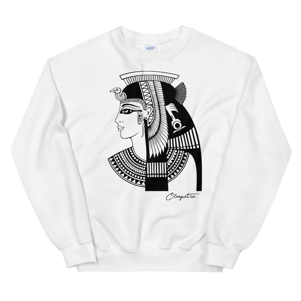 White Cleopatra Goddess Pullover Crewneck Sweatshirt