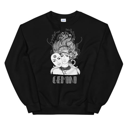 Gemini Sweatshirt | Black Crewneck Gemini Zodiac Sweatshirt