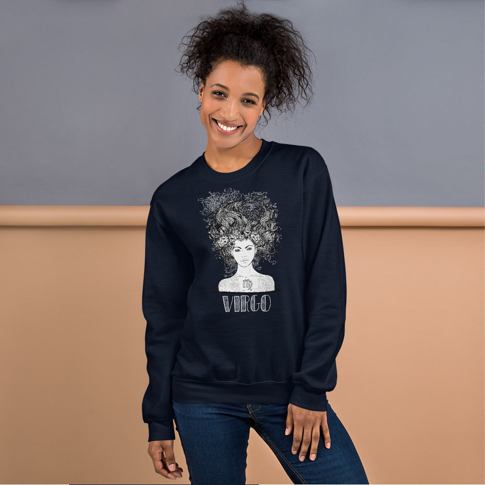 Navy Virgo Zodiac Pullover Crewneck Sweatshirt for Women