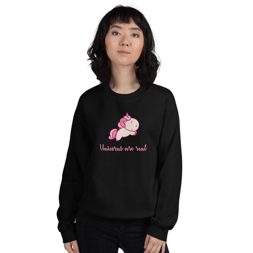 Black Unicorns Are Real Pullover Crewneck Sweatshirt for Women
