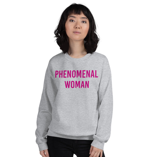 Grey Phenomenal Woman Pullover Crewneck Sweatshirt for Women