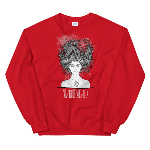 Virgo Sweatshirt | Red Crewneck Virgo Zodiac Pullover Sweatshirt